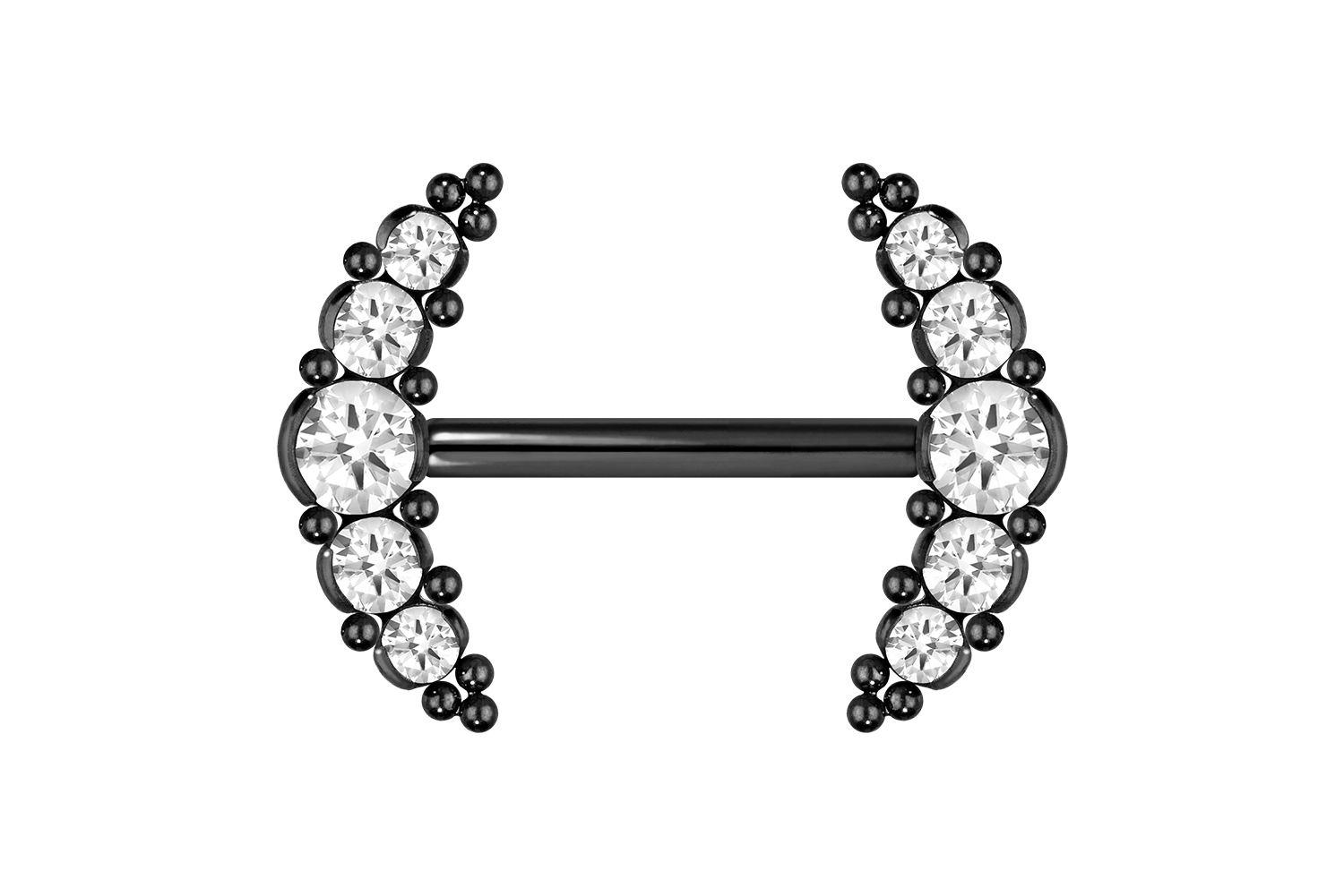 Titan Barbell Piercing mit Push Fit 5 KRISTALLE + KUGELN